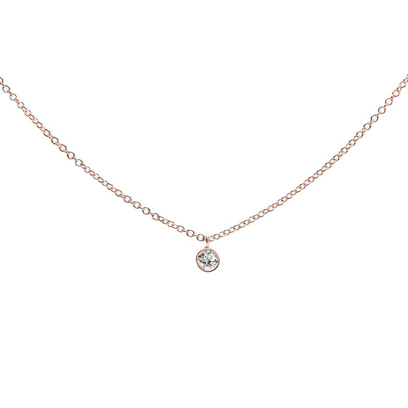 Medium Rose Gold Diamond Bezel Charm Pendant .13ct