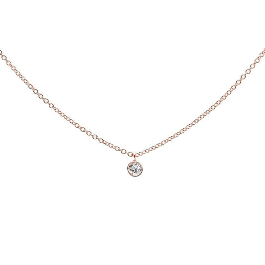 Medium Rose Gold Diamond Bezel Charm Pendant .13ct