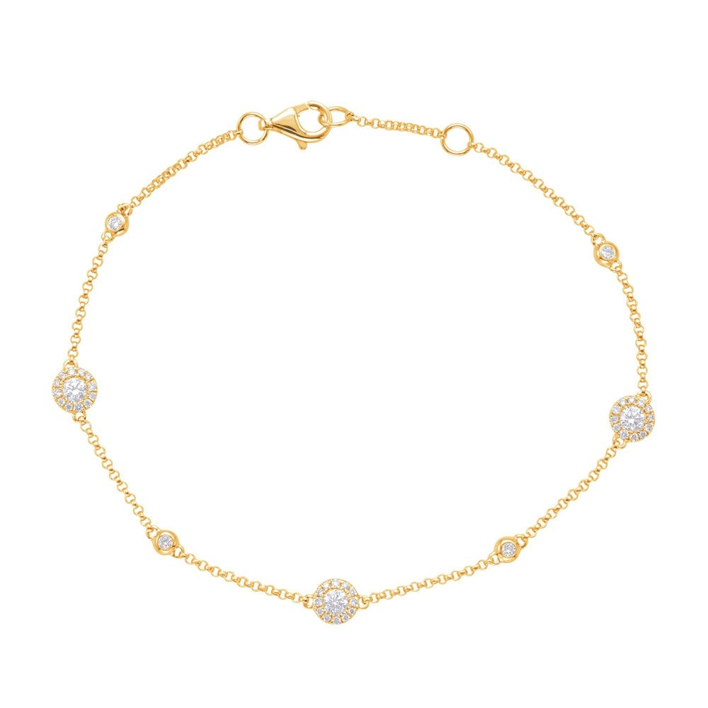 Diamond Halo Chain Bracelet Yellow