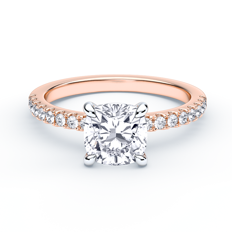 Cushion Cut Diamond Ring With Diamond Band