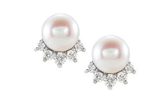 Diamond and Pearl Petite Studs - White, Rose or Yellow