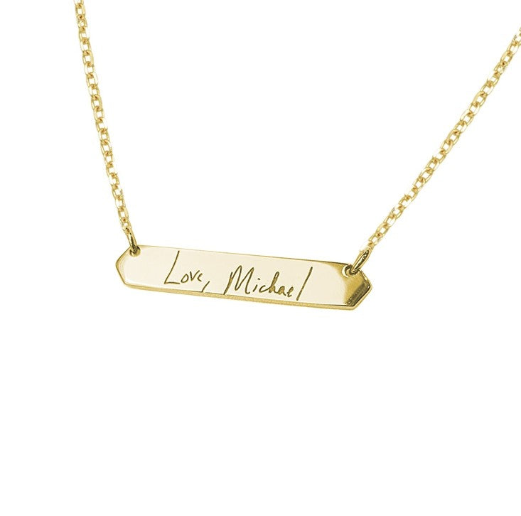 Personalized Gold Necklace with Handwritten Engraving – ethanlord