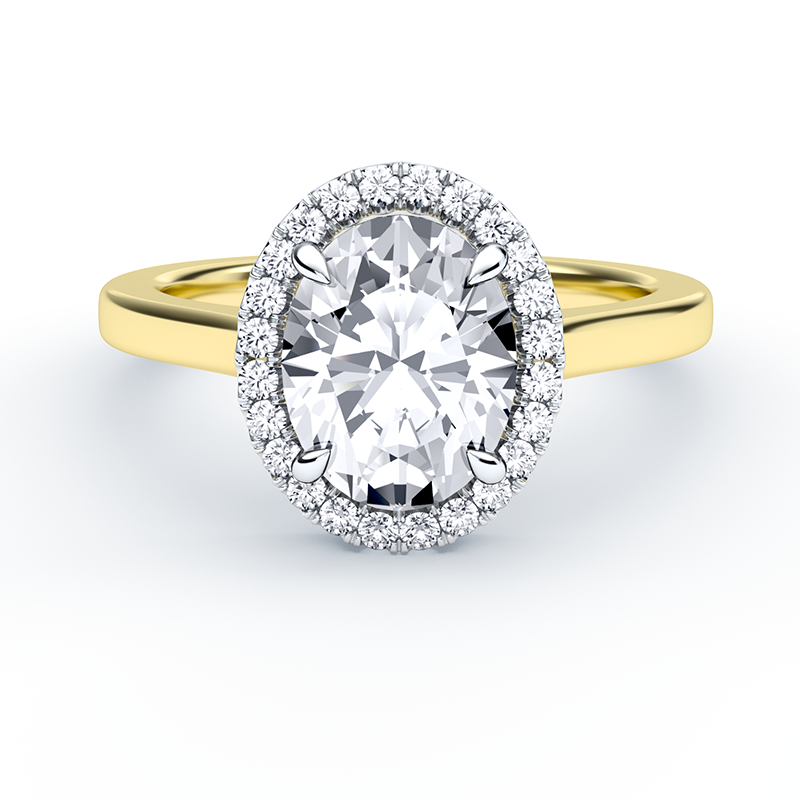 Oval Diamond Ring With Cathedral Halo