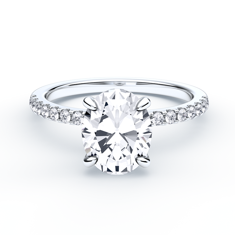 Oval Diamond Ring With Hidden Halo Diamond Band