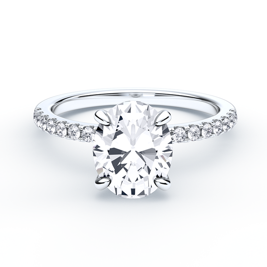 Oval Diamond Ring With Hidden Halo Diamond Band