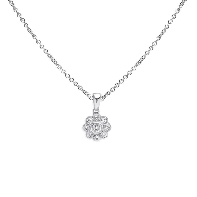 Sweet Tiny Diamond Necklace | Hammered Gold Diamond Pendant