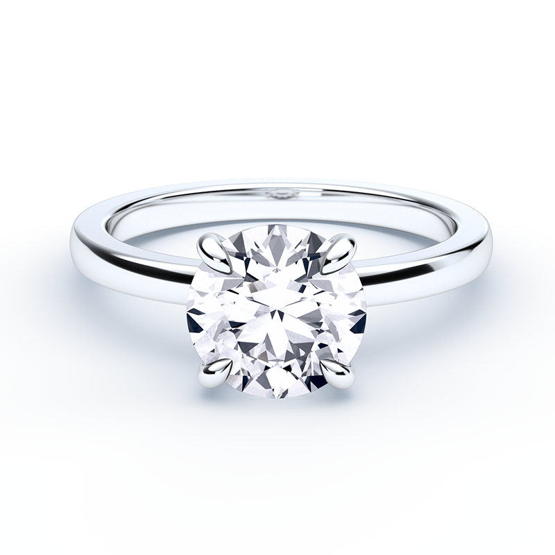 Round Diamond Ring With Plain Band