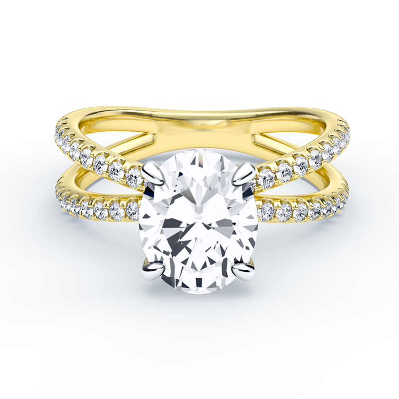 Twisted Band Engagement Ring With Oval Split Shank