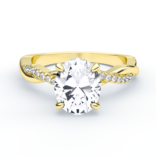 Twisted Band Engagement Ring With Oval Twist Shank