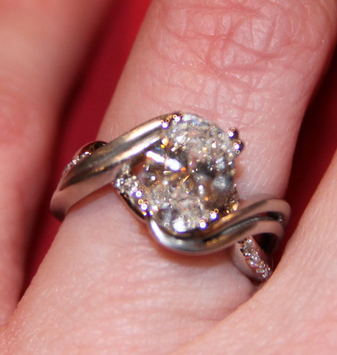 Custom Platinum Split Shank Bypass Engagement Ring Set