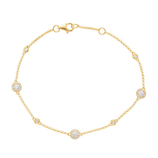 Diamond Halo Chain Bracelet Yellow