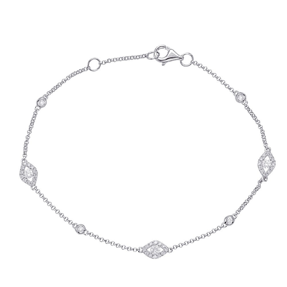 Diamond Chain Bracelet White