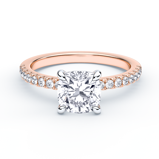 Cushion Cut Diamond Ring With Diamond Band