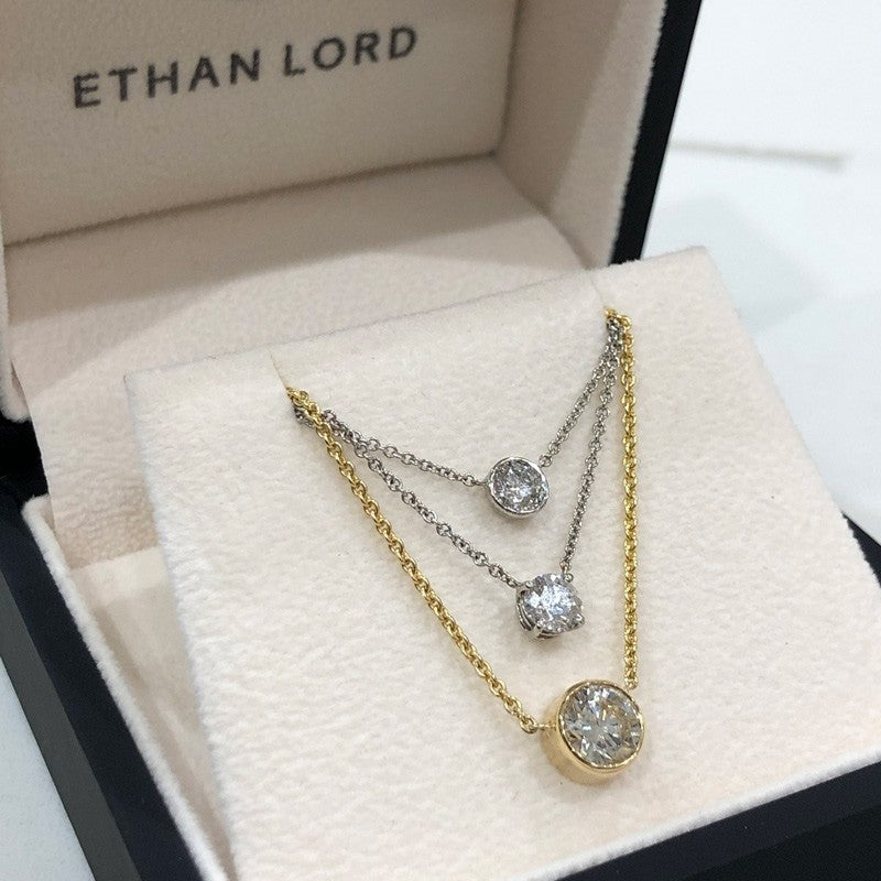 Black and White Diamond Necklace Rose Gold V Shaped Layering Pendant | La  More Design