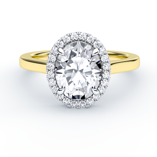 Oval Diamond Ring With Cathedral Halo