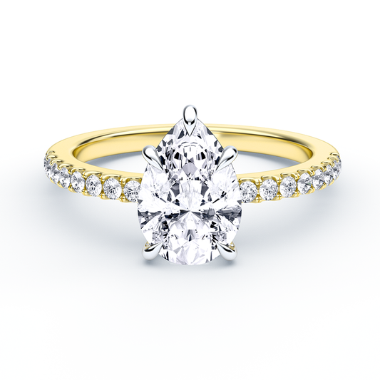 Pear Shaped Diamond Ring With Diamond Band