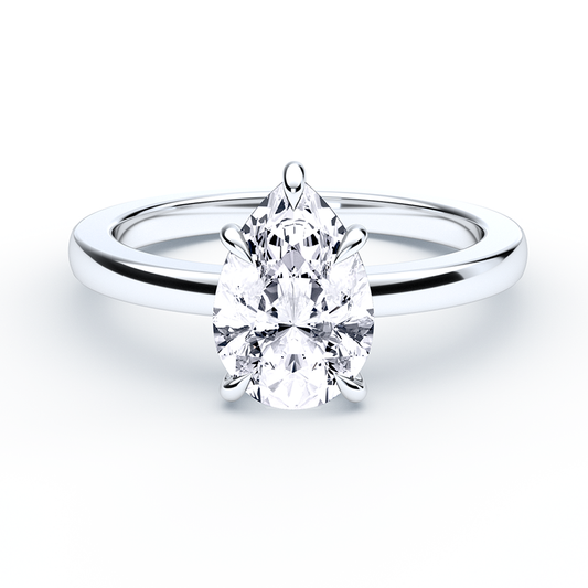 Pear Shaped Diamond Ring With Plain Band