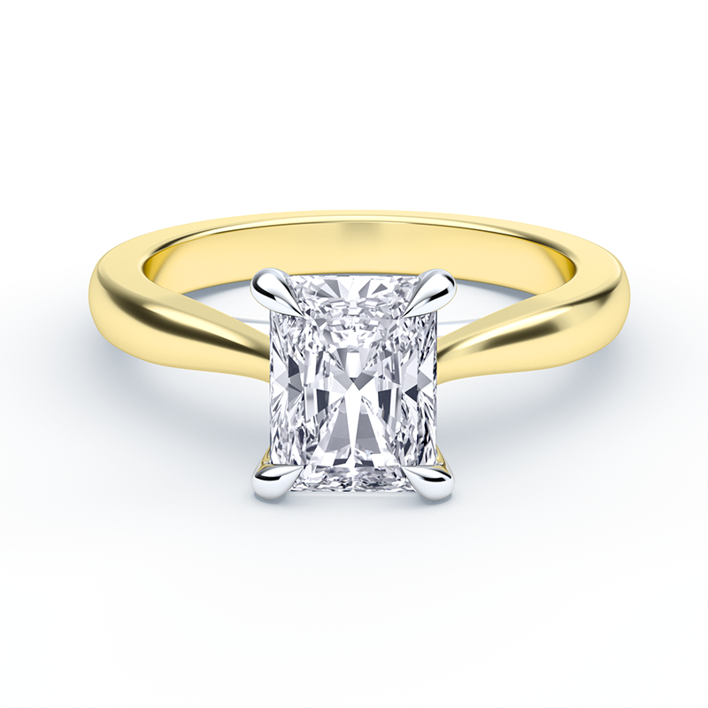 Radiant Cut Diamond Ring With Cathedral Plain Band