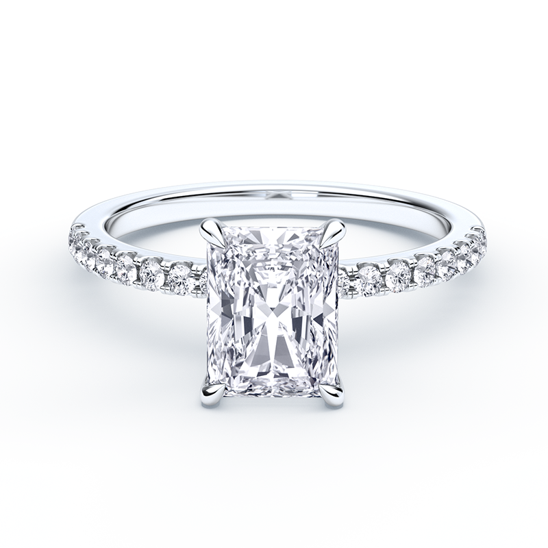 Radiant Cut Diamond Ring With Diamond Band