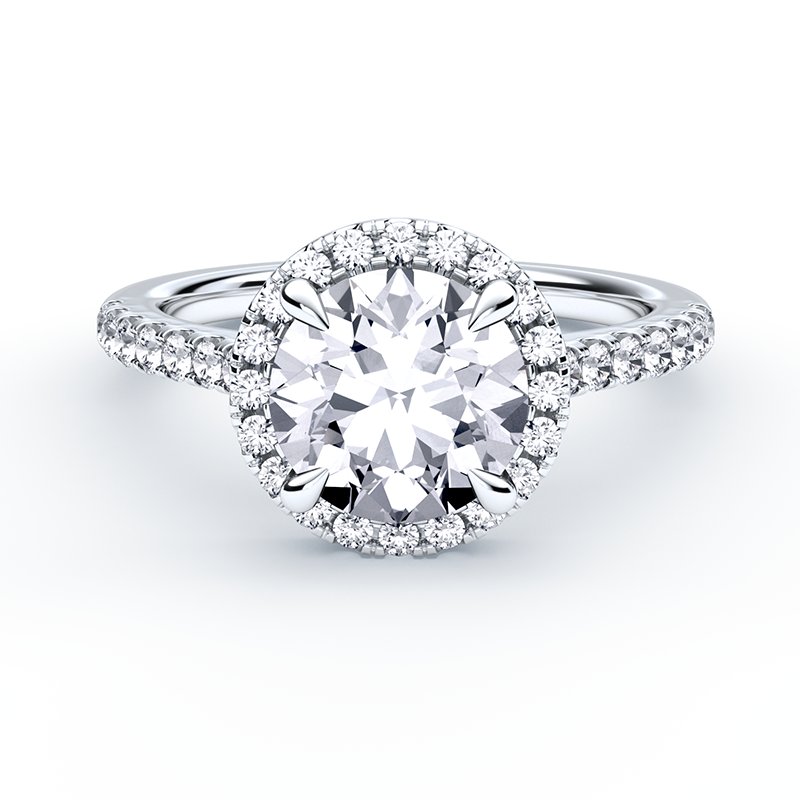 Round Halo Diamond Ring With Cathedral Diamond Band