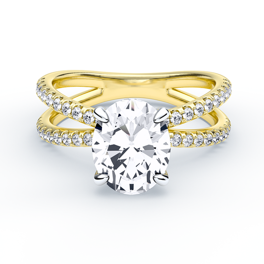 Twisted Band Engagement Ring With Oval Split Shank