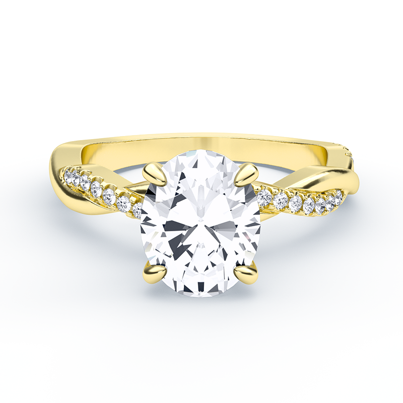 Twisted Band Engagement Ring With Oval Twist Shank