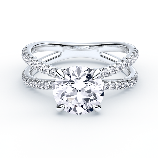Twisted Band Engagement Ring With Round Split Shank